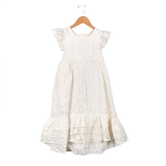 LoveShackFancy Bridal Girls White Eyelet Inira Dress Sz 5-6 years New with Tags - Picture 4 of 10